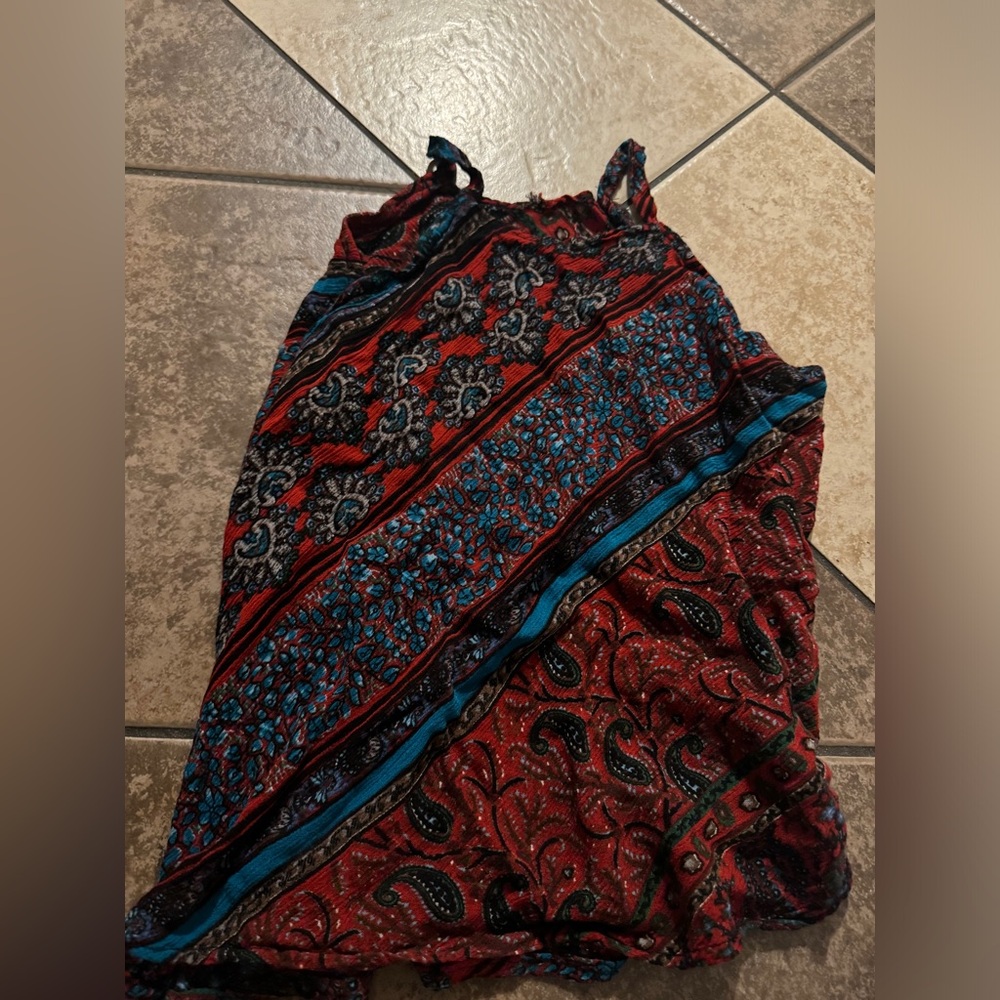 Boho Red Floral Print Top Cottagecore